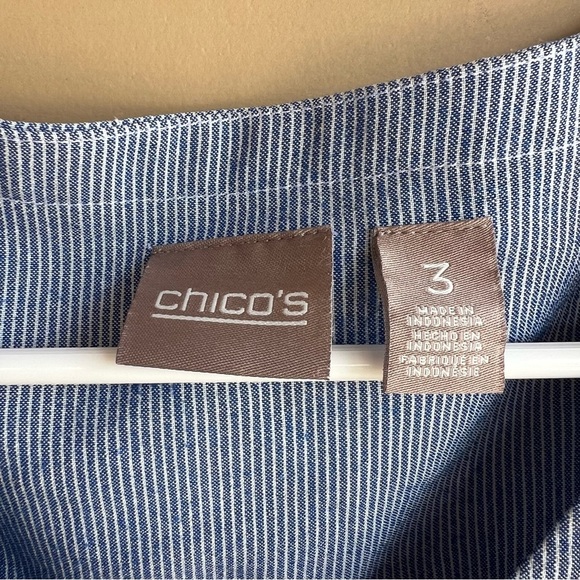 Chico's Striped Button Down Shirt - Size XL Preppy Classic Modest Casual - Picture 3 of 5